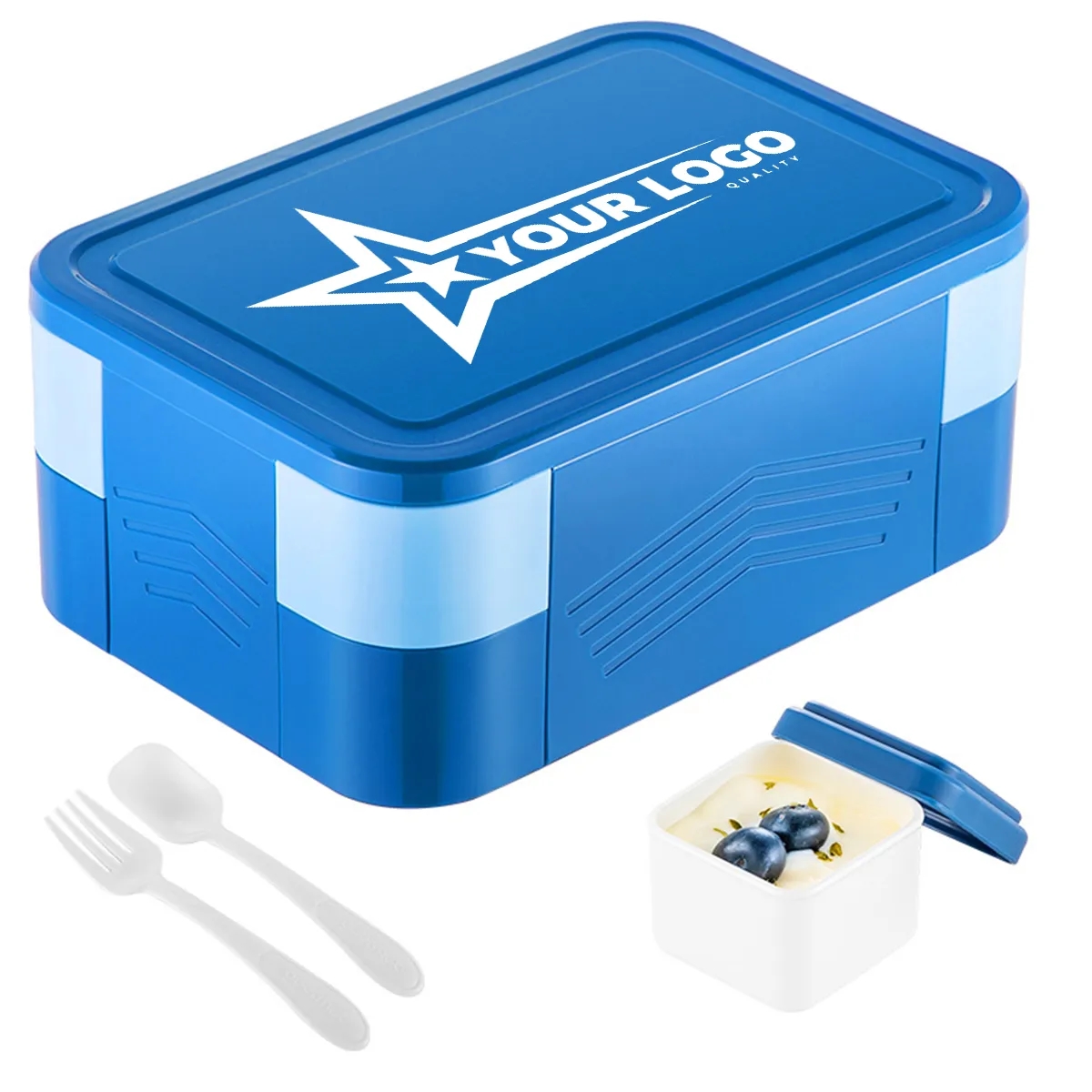 Double Bento Lunch Box with Leakproof Sauce Containers 3