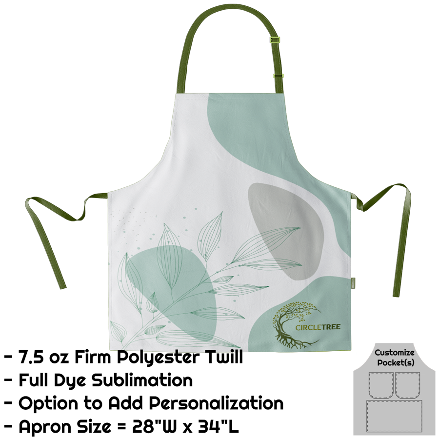 Poly Twill Sublimation Bib Apron - 28"W X 34"L