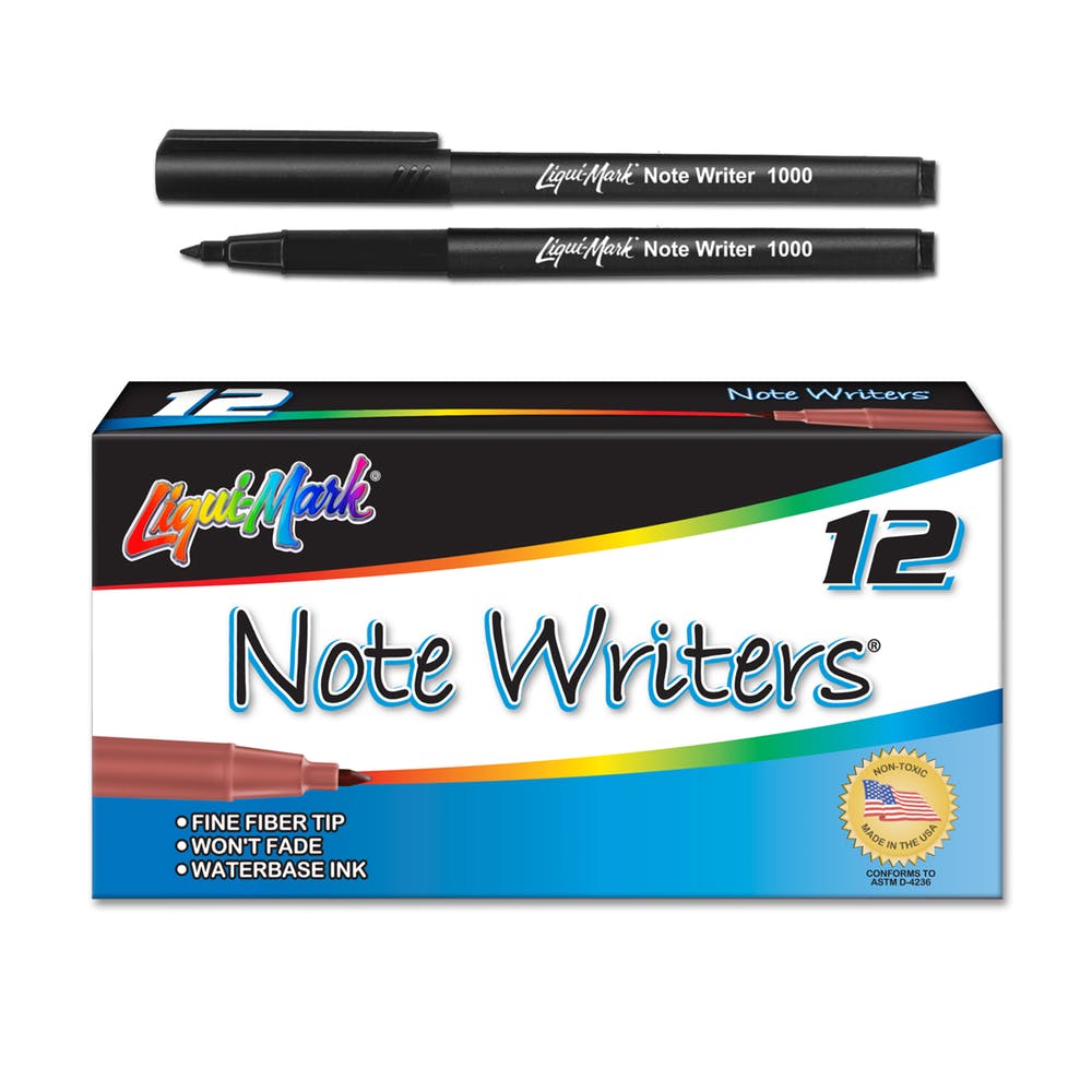 Fine Tip Markers - 12 Count Water Based Ink Black 2