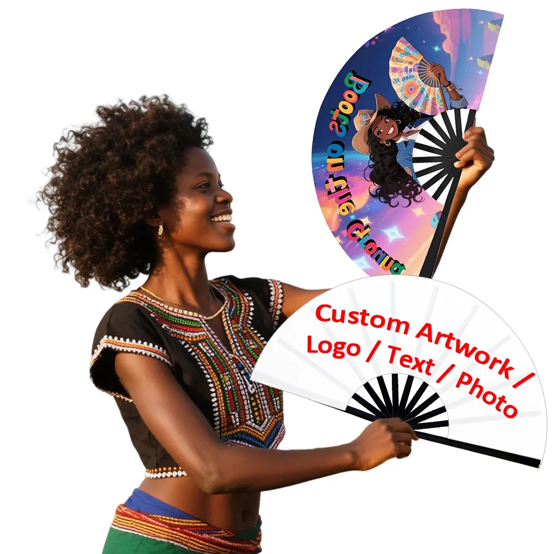 Bulk Custom Foldable Dance Fans Line Dancing with Photo 2025 5