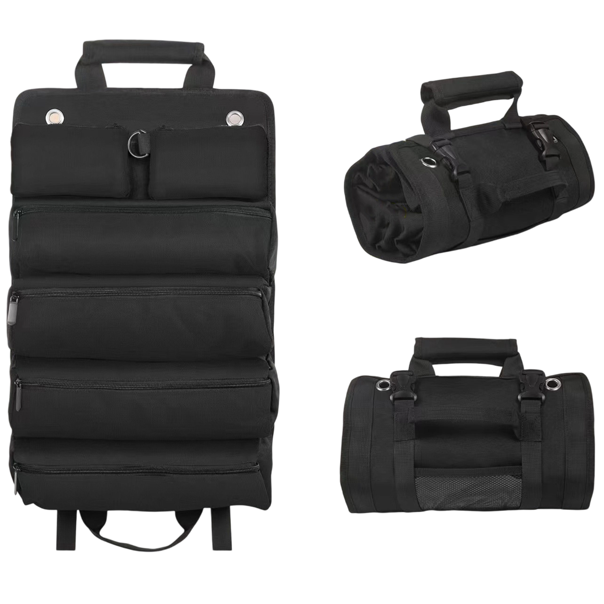 Oxford Roll Up Tool Bag With Multiple Pockets And Buckle Closure 6