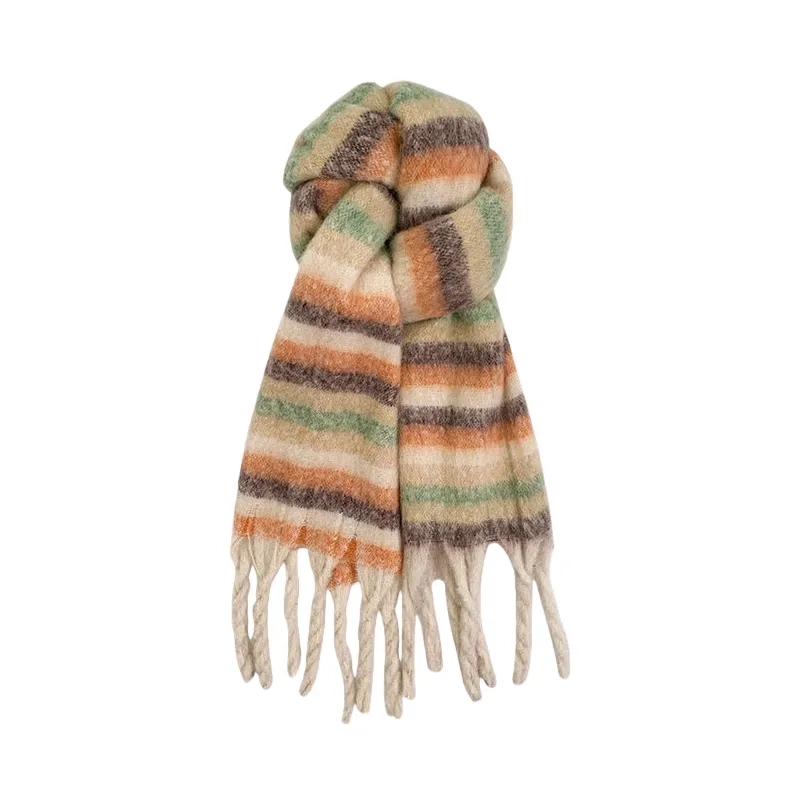 Warm Color-Block Knit Winter Scarf 6
