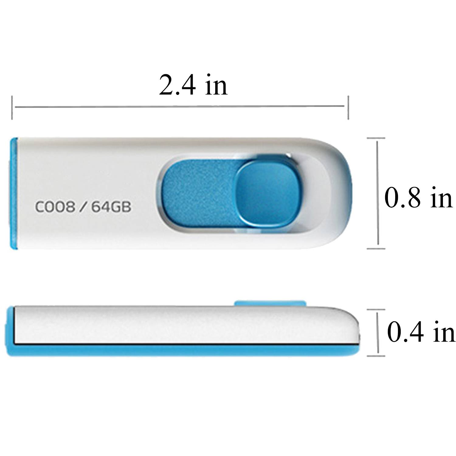 64GB USB 2.0 Retractable Capless Flash Drive 2