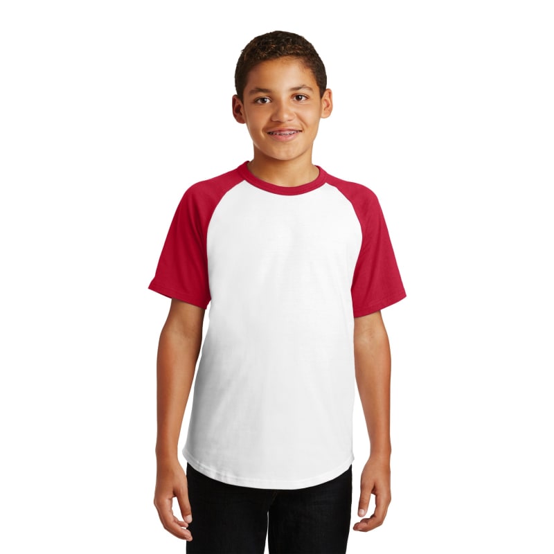 Sport-Tek Youth Short Sleeve Colorblock Raglan Jersey. 4
