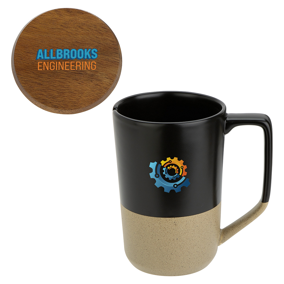Bellaria 15 oz Ceramic Mug with Wood Lid 12