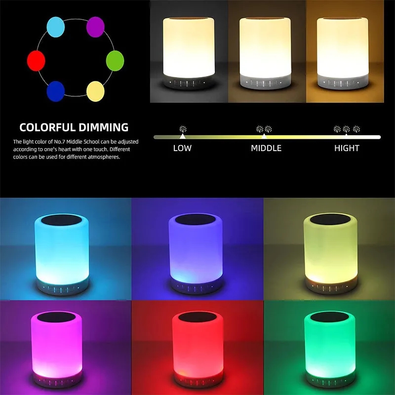 Night Light Bluetooth Speaker Wireless Touch Control 4