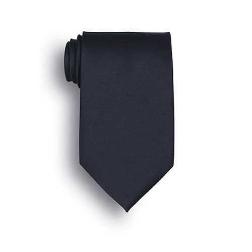 Navy Blue Polyester Satin Tie 2