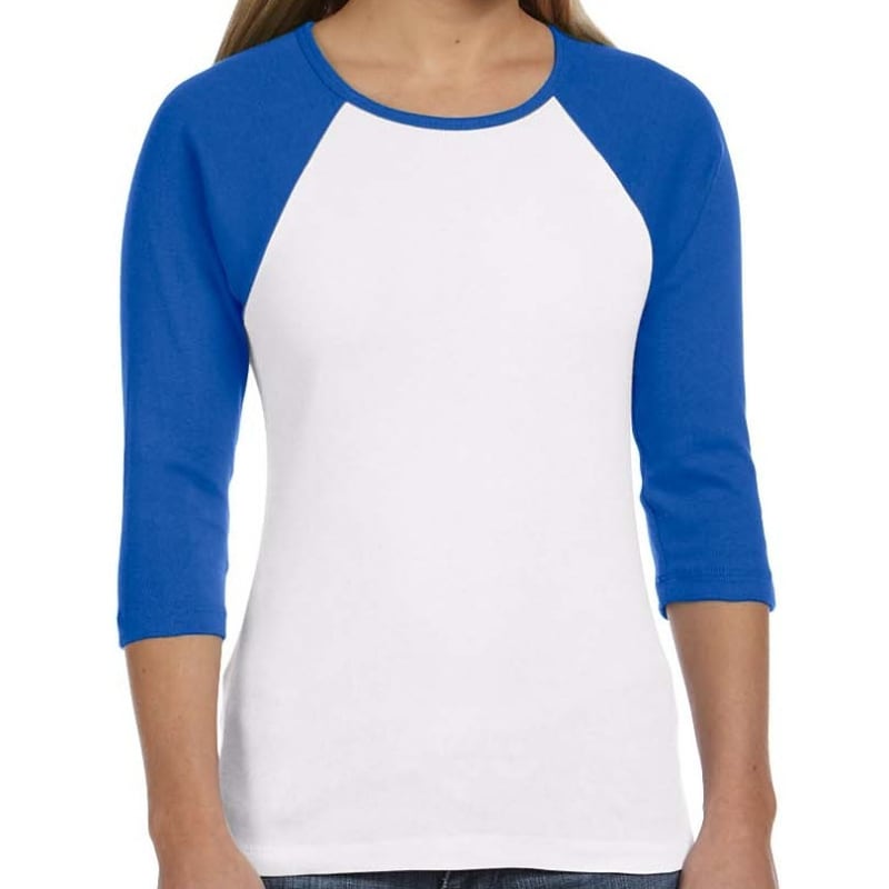 Bella Ladies Stretch Rib 3/4-Sleeve Contrast Raglan T-Shirt 11