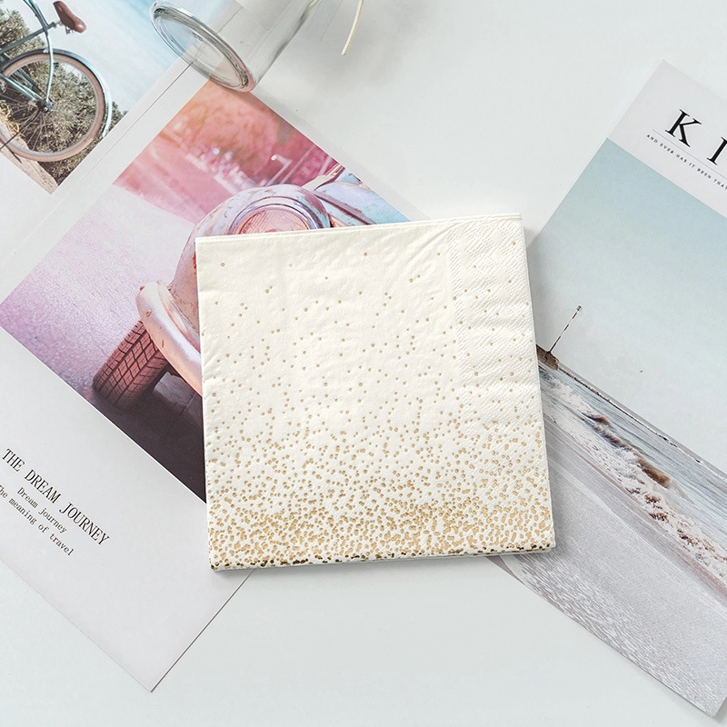 Custom Gold Dot Confetti Paper Napkins 2