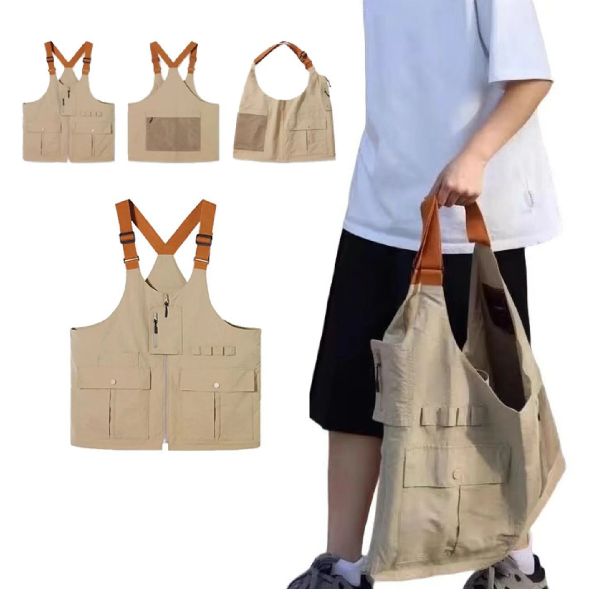 Wearable Tote Bag Pack Convertible Vest Backpack For Hiking 3