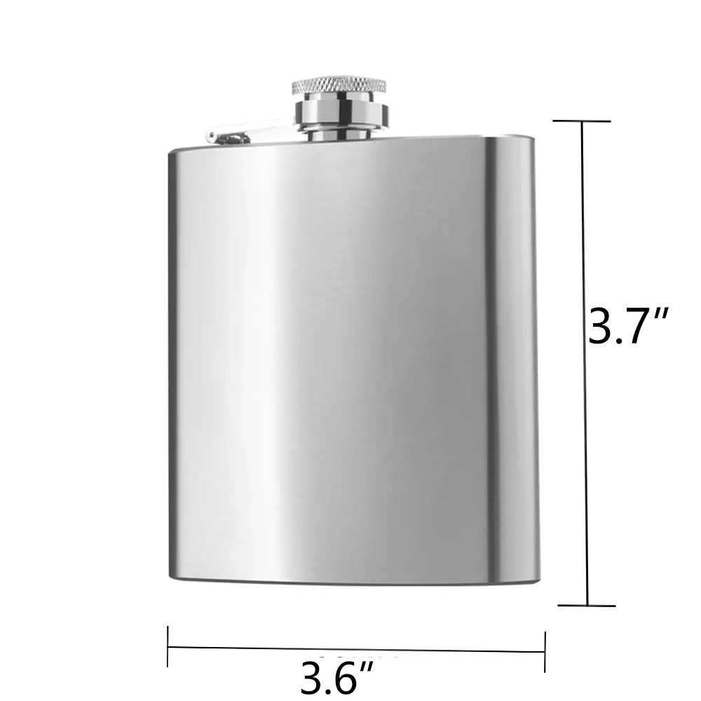 6 Oz Stainless Steel Hip Flask MOQ 50 PCS, custom water bottle with logo imprint 2