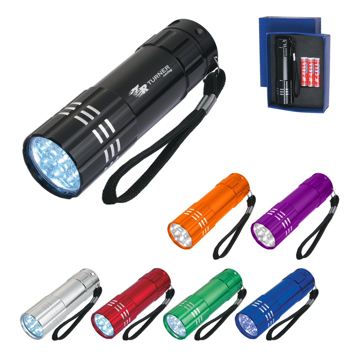 Aluminum LED Flashlight With Strap