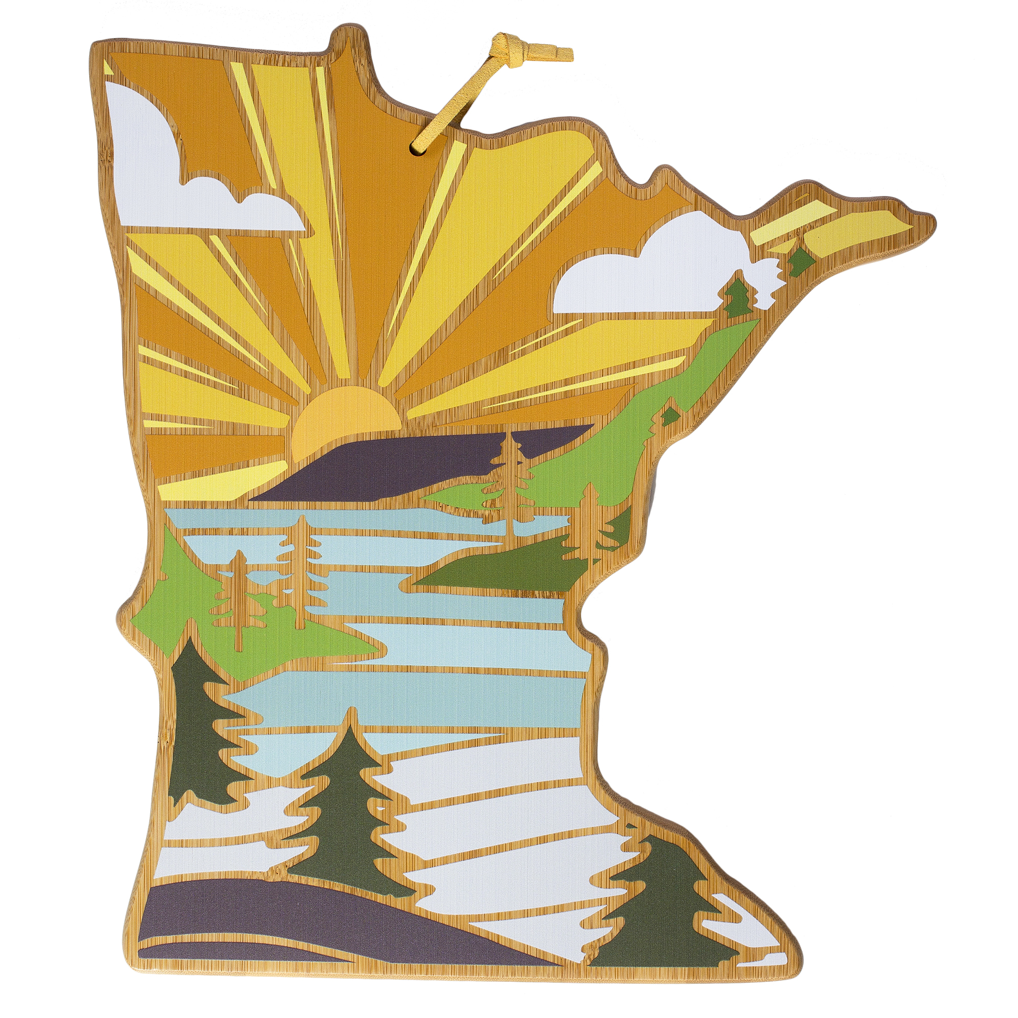 Minnesota State Shaped Serving and Cutting Board with Artwork by Summer Stokes