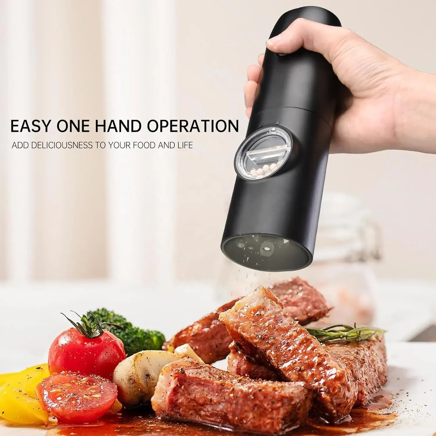 One-Handed Operation Rechargeable Salt/Pepper Grinder 2