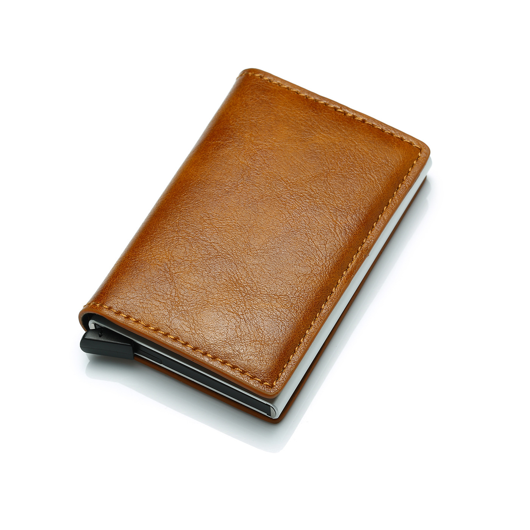 RFID Blocking Leather Pop-up Card Holder with ID Window 3