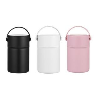 850ml Stainless Steel Food Cup With Double Wall Insulation Foldable Spoon 4