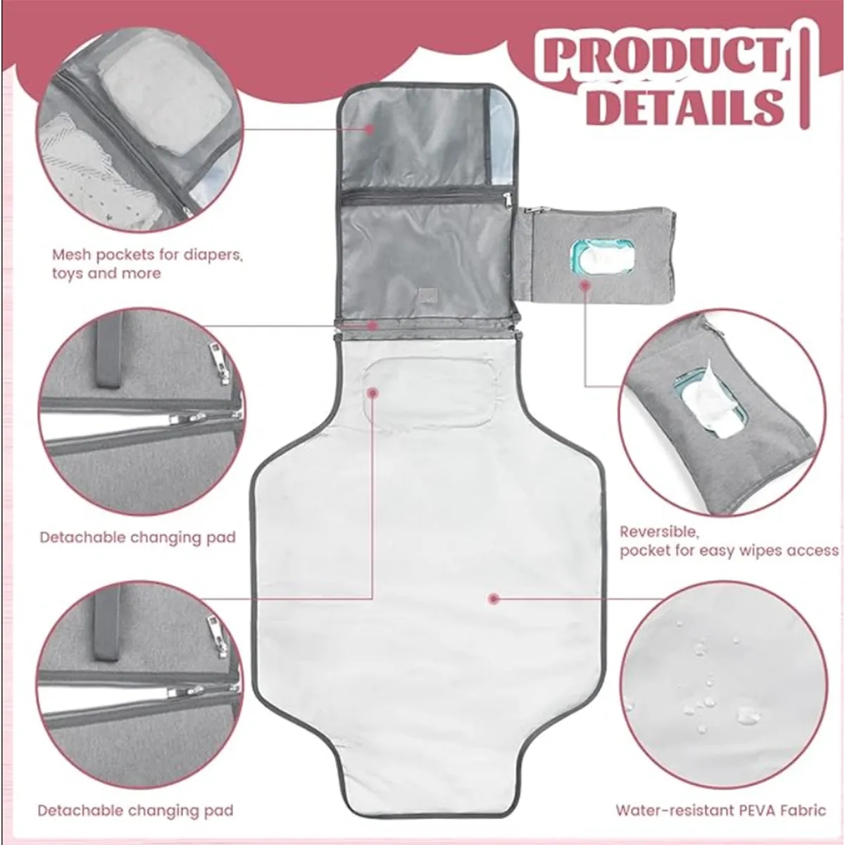 Portable Waterproof Baby Diaper Changing Pad Handbag 5