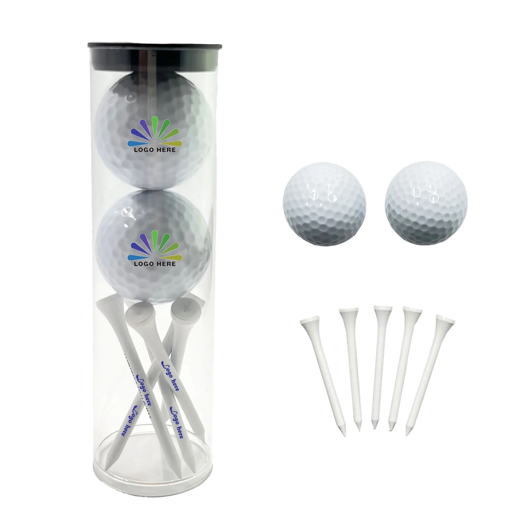 Custom Golf Ball & Wooden Tee Set 1