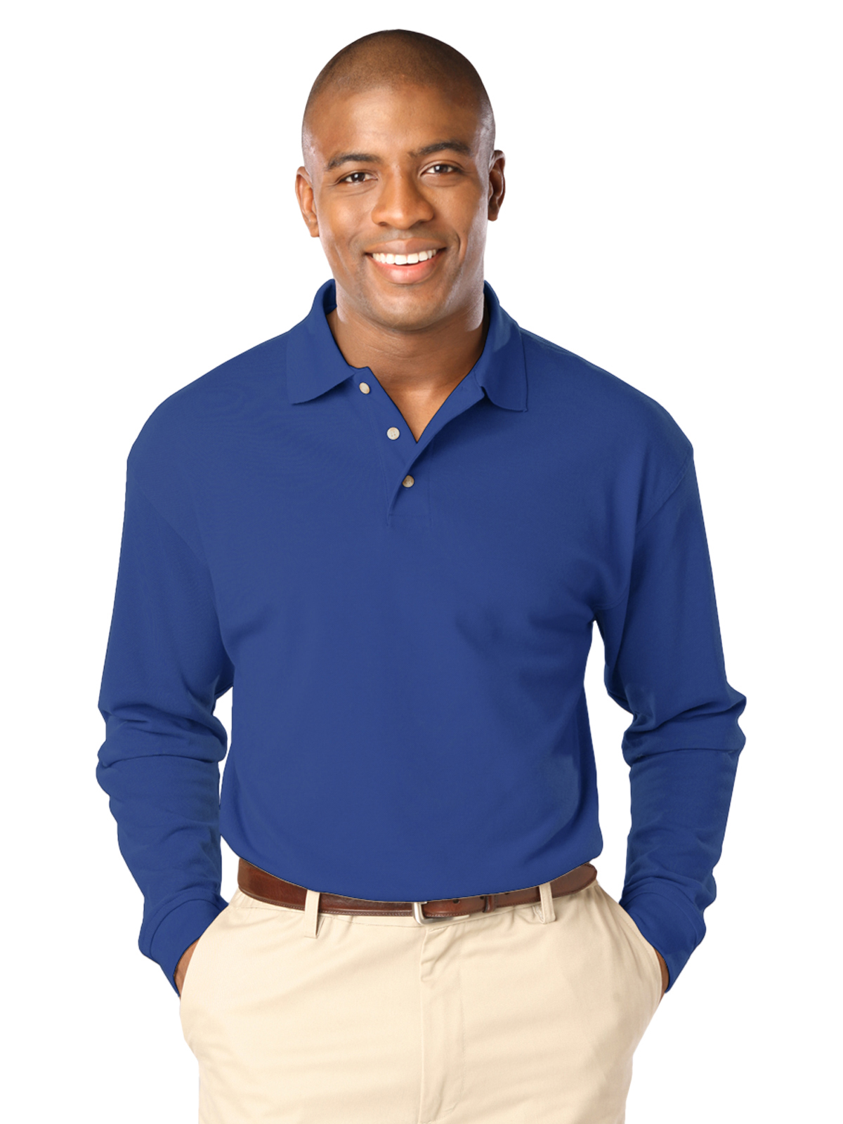 Blue Generation - Men's Pocketless Superblend Long Sleeve Polo 23