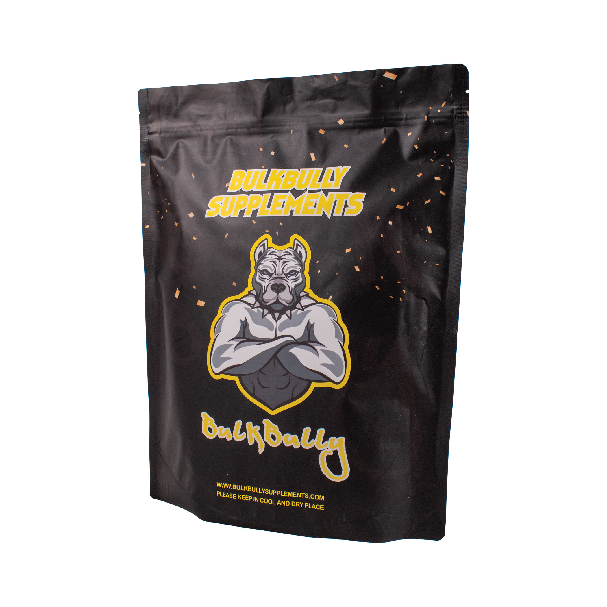 Sublimated flat bottom foil push with zipper closure and tear off strip