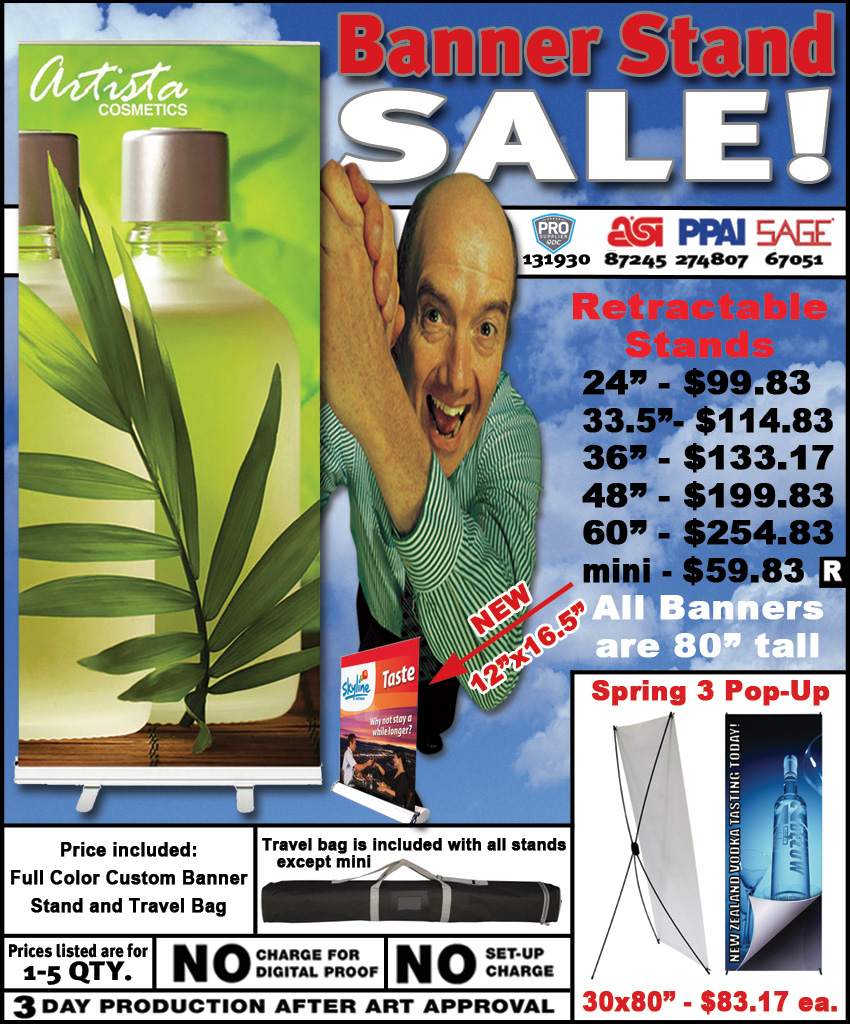 24 Hour Rush Econo Roll Retractable Banner Stand w/ Graphic - 33.5"x80" 2