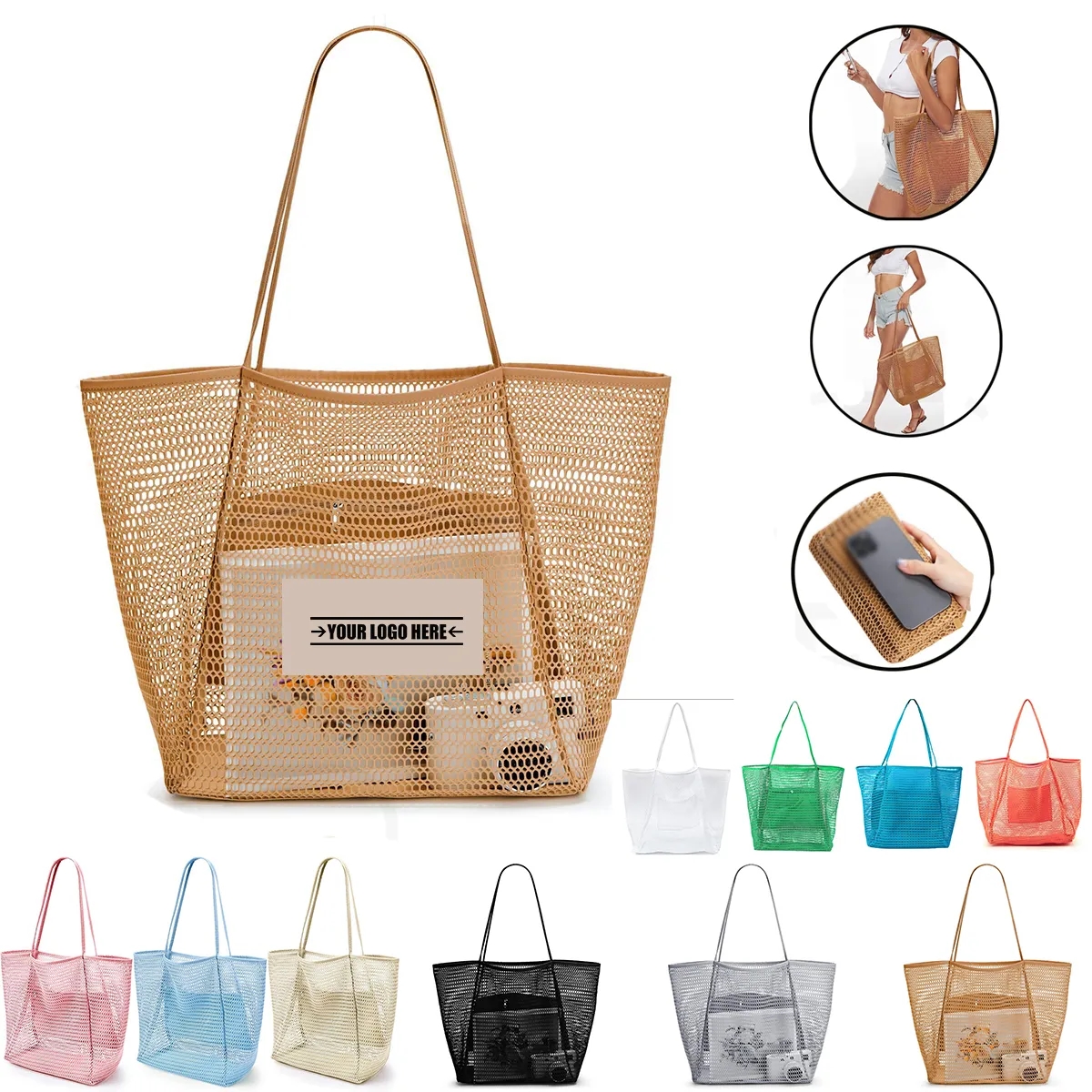 Portable Foldable Mesh Beach Tote Bag 2