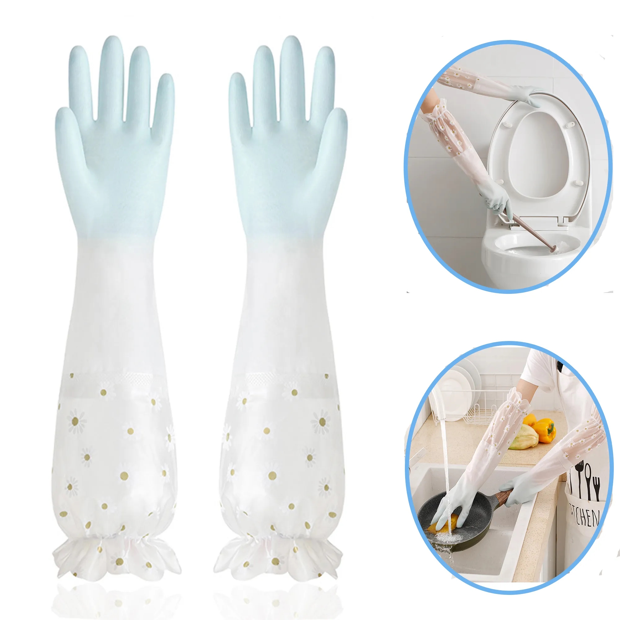 PVC Dishwashing Cleaning Gloves 2