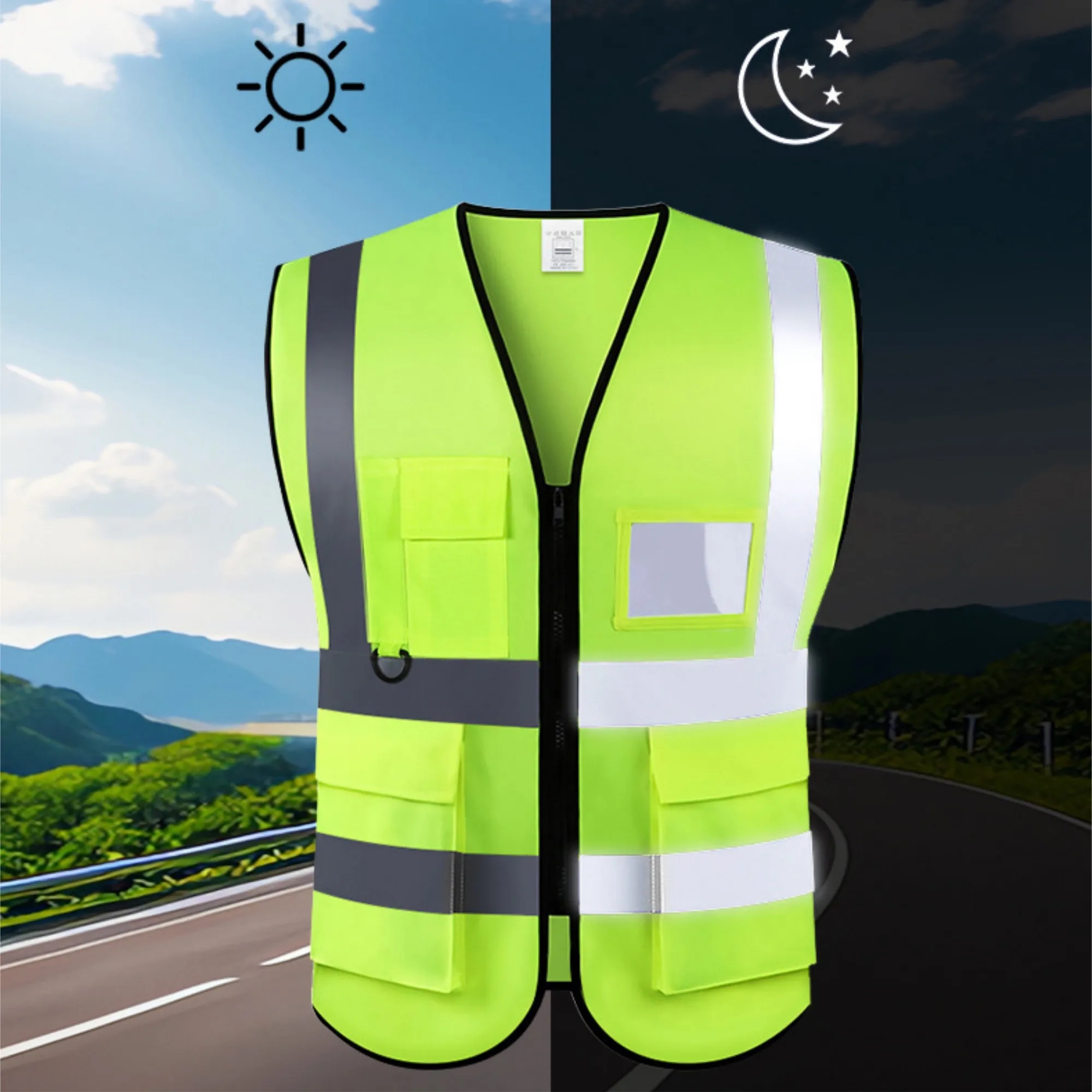 Adult High Visibility Safety Vest Full Color 2