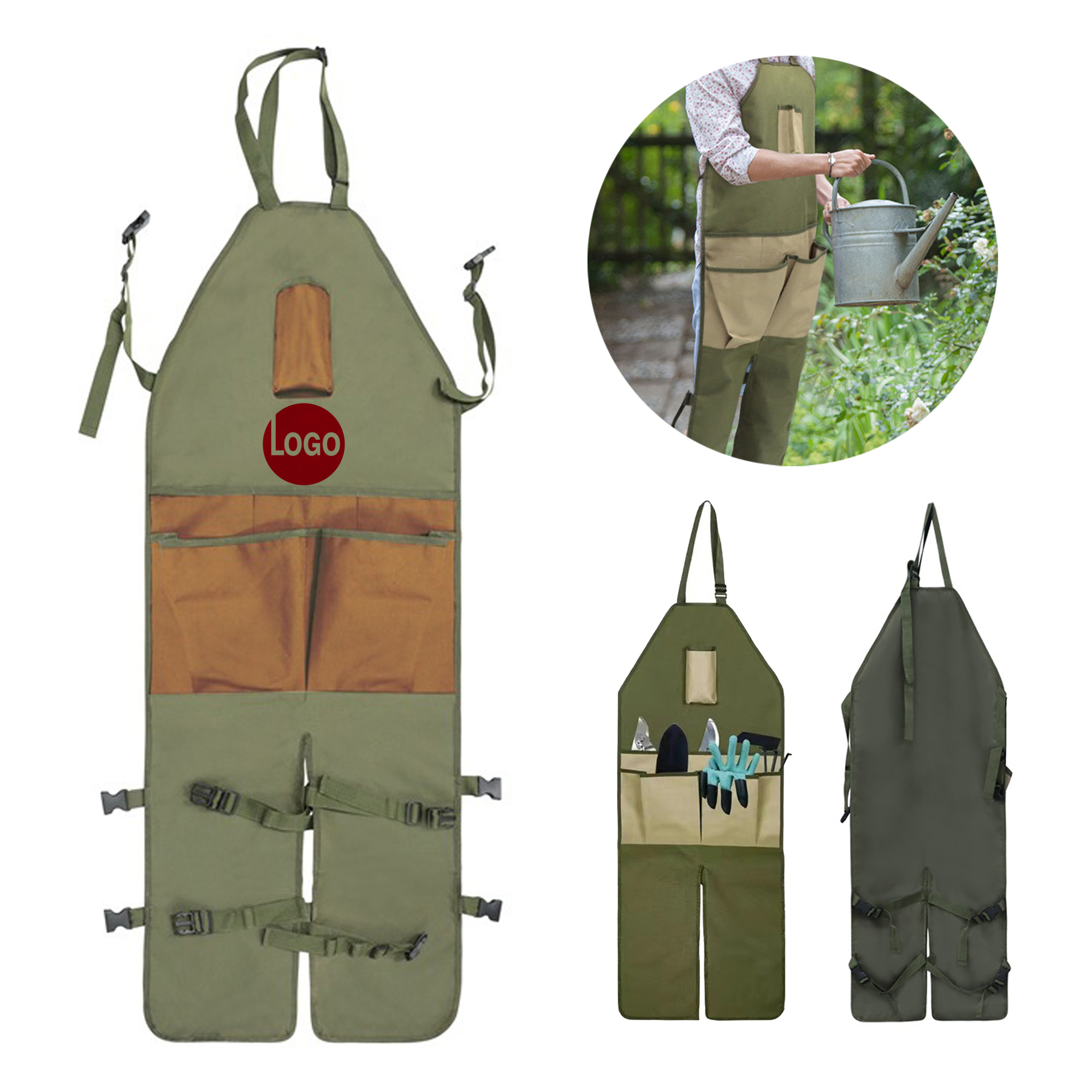 Durable Oxford Fabric Gardening Apron with Extended Coverage and Multiple Pockets 2