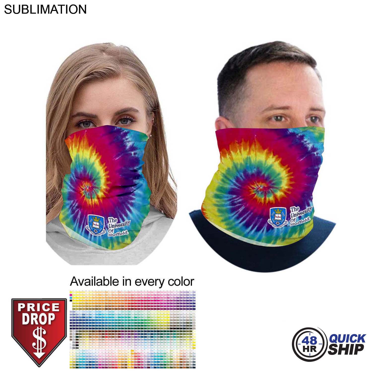 48 Hr Quick Ship - Sublimated BEST VALUE lightweight Seamless Neck Gaiter (In stock) 8