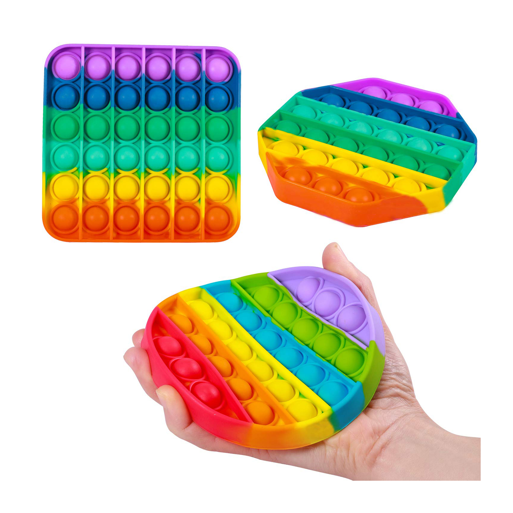 Rainbow Colored Push Pop Fidget Toys 8