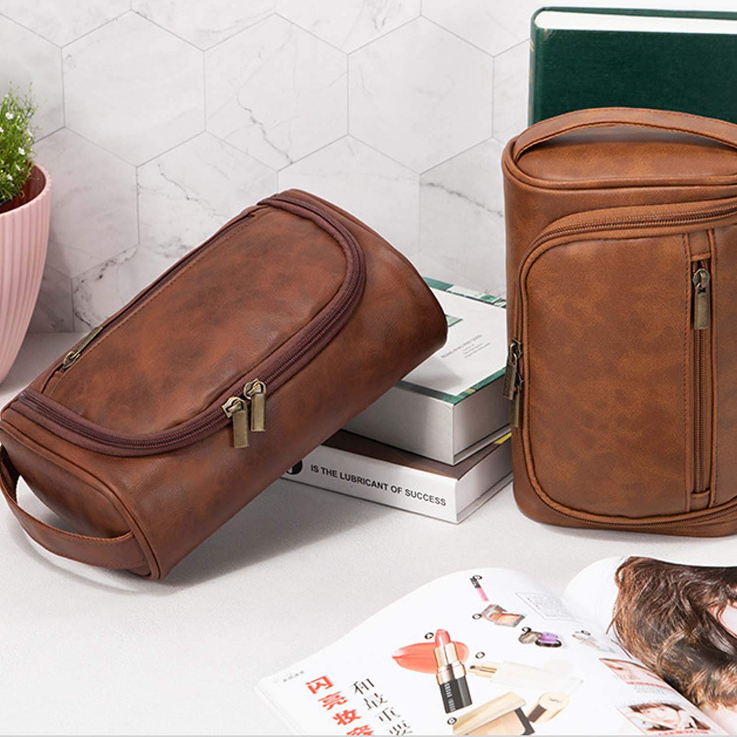New Portable Pu Leather Makeup Bag Retro 4