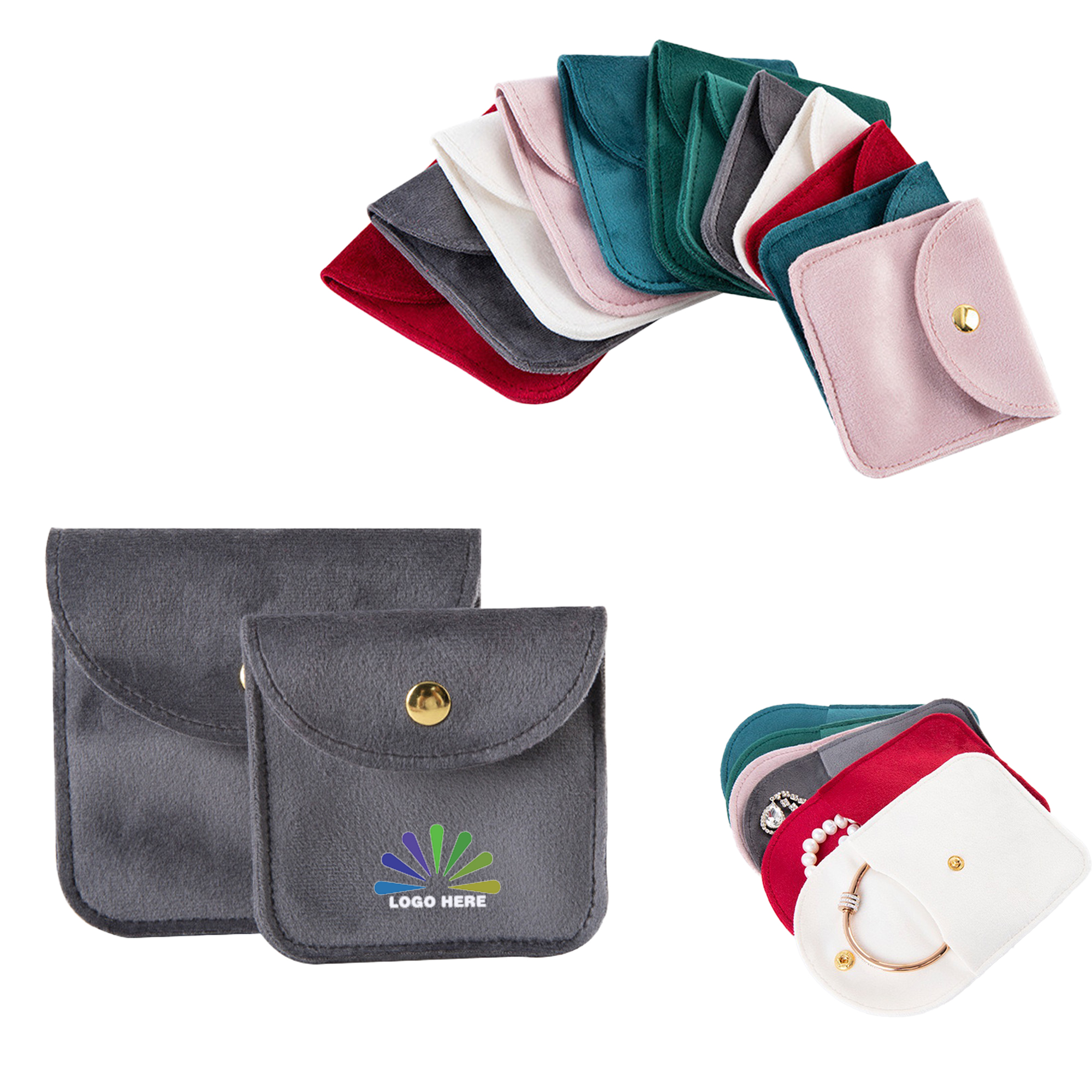 Premium Velvet Storage Pouch with Snap Button Flap 2