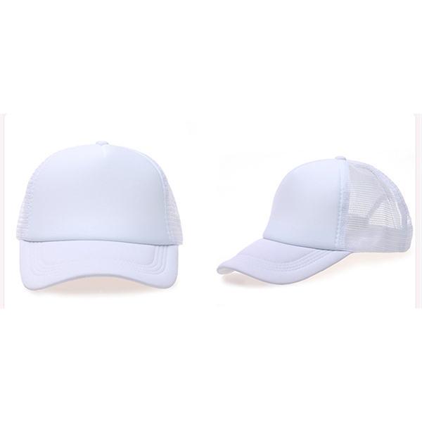 Stock 2-Tone Polyester 5 Panel Mesh Back Cap, Double Row 5