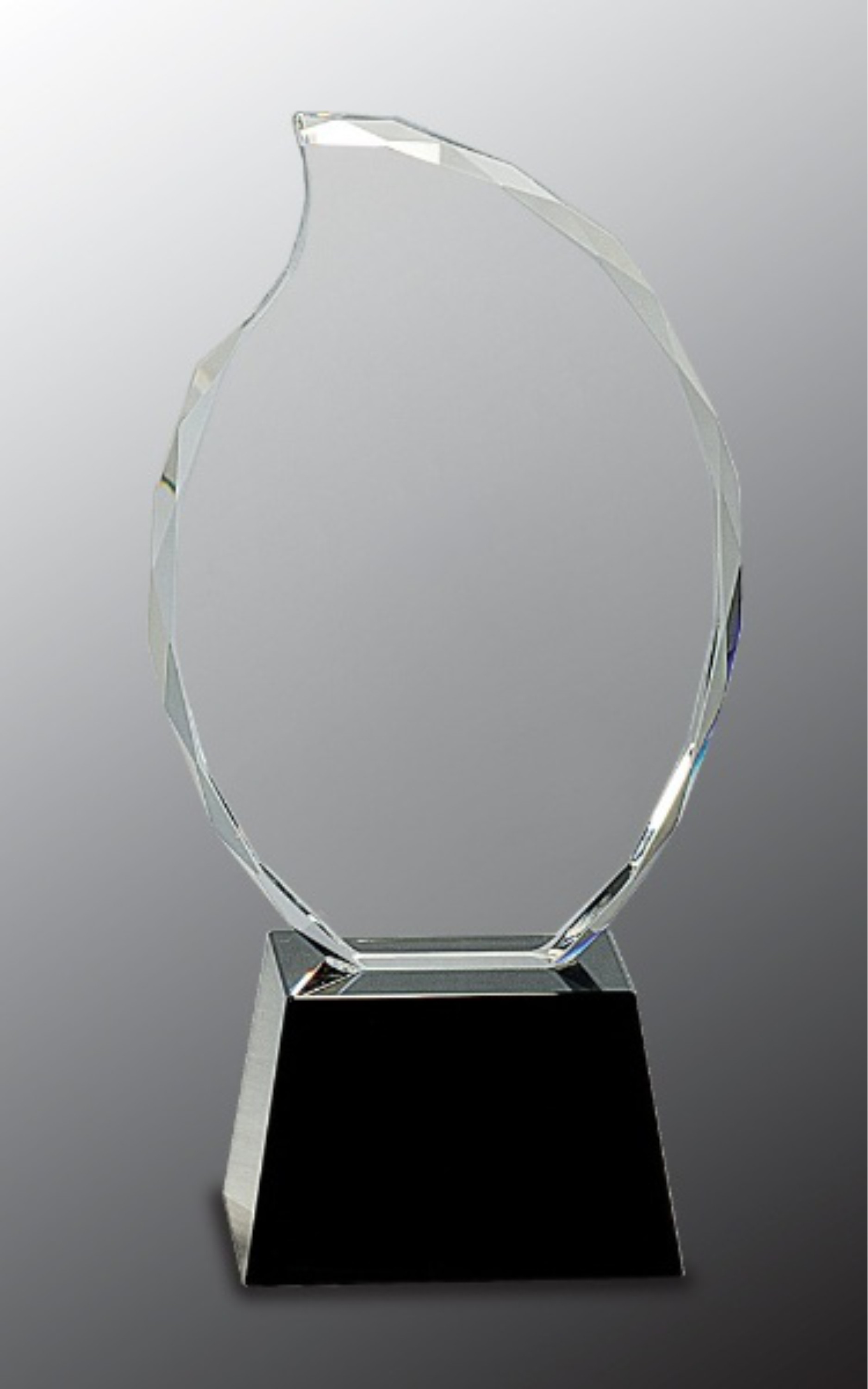 9 1/4" Clear Crystal Flame Award on Black Pedestal Base 3