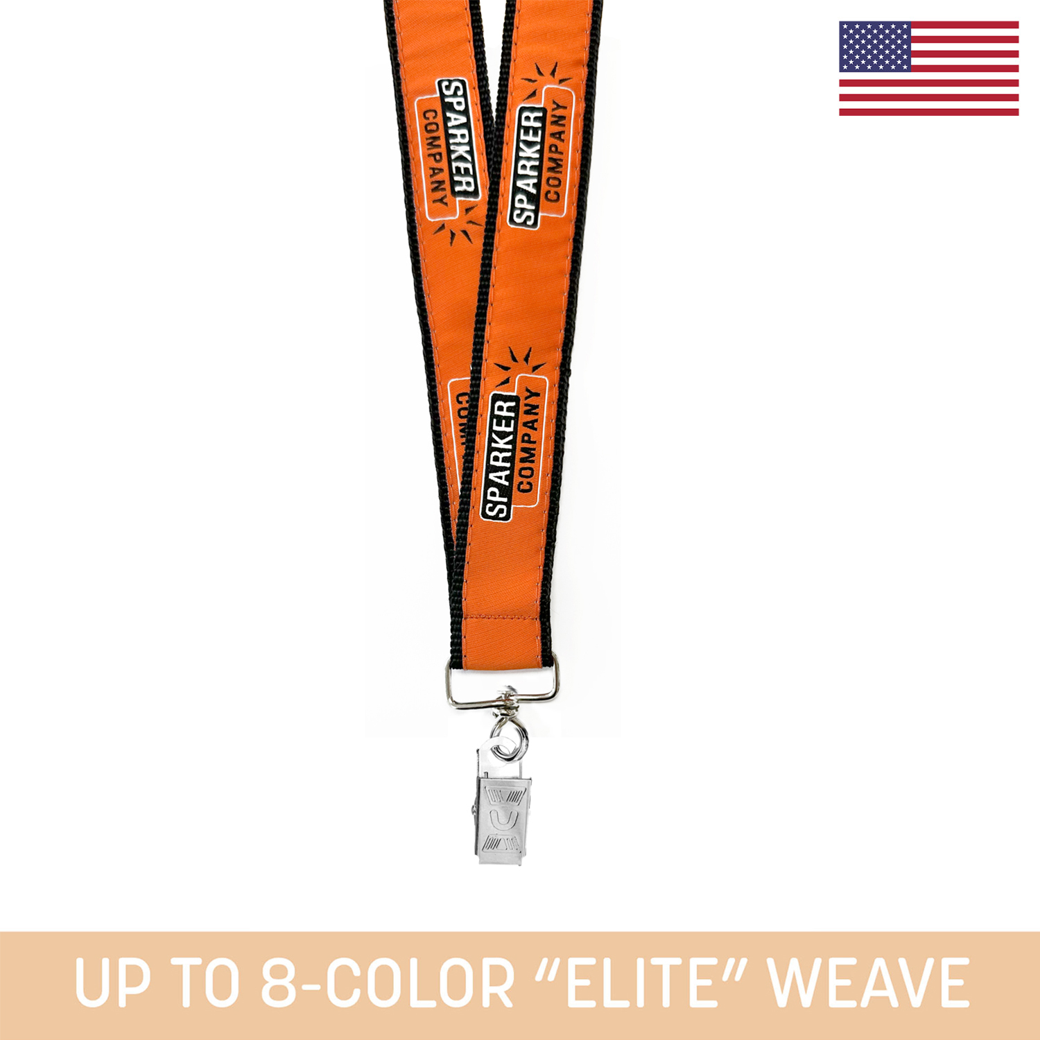 1" Woven Lanyard w/ Swivel Bulldog Clip- "Elite" Weave