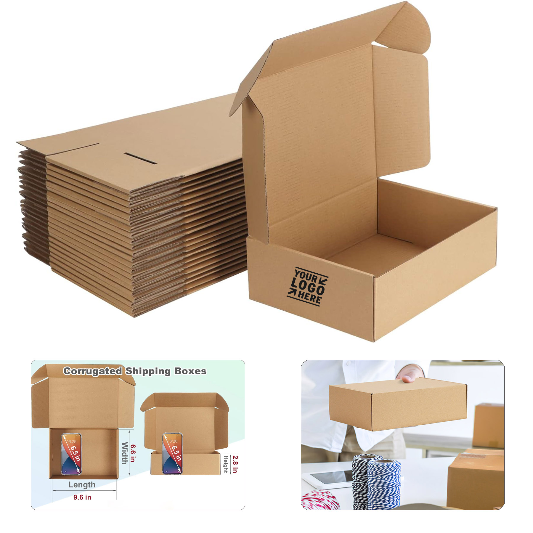 10x7x3 Inches Corrugated Cardboard Crush Resistant Shipping Box for Mailing Packing
