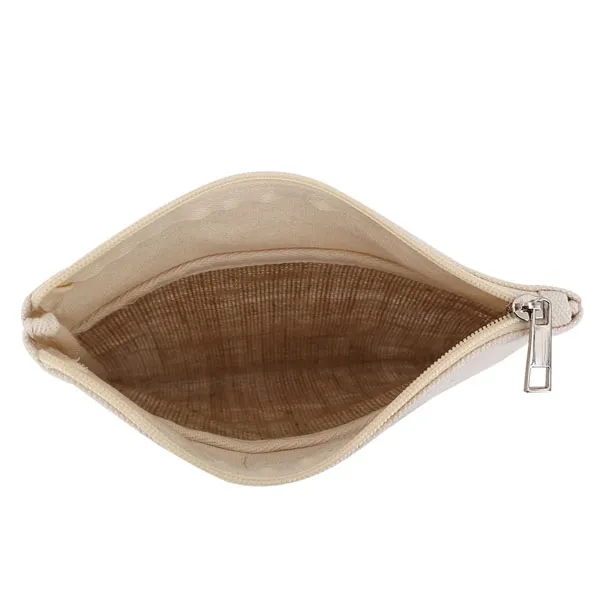Natural Jute Canvas Flat Zipper Pouch 3