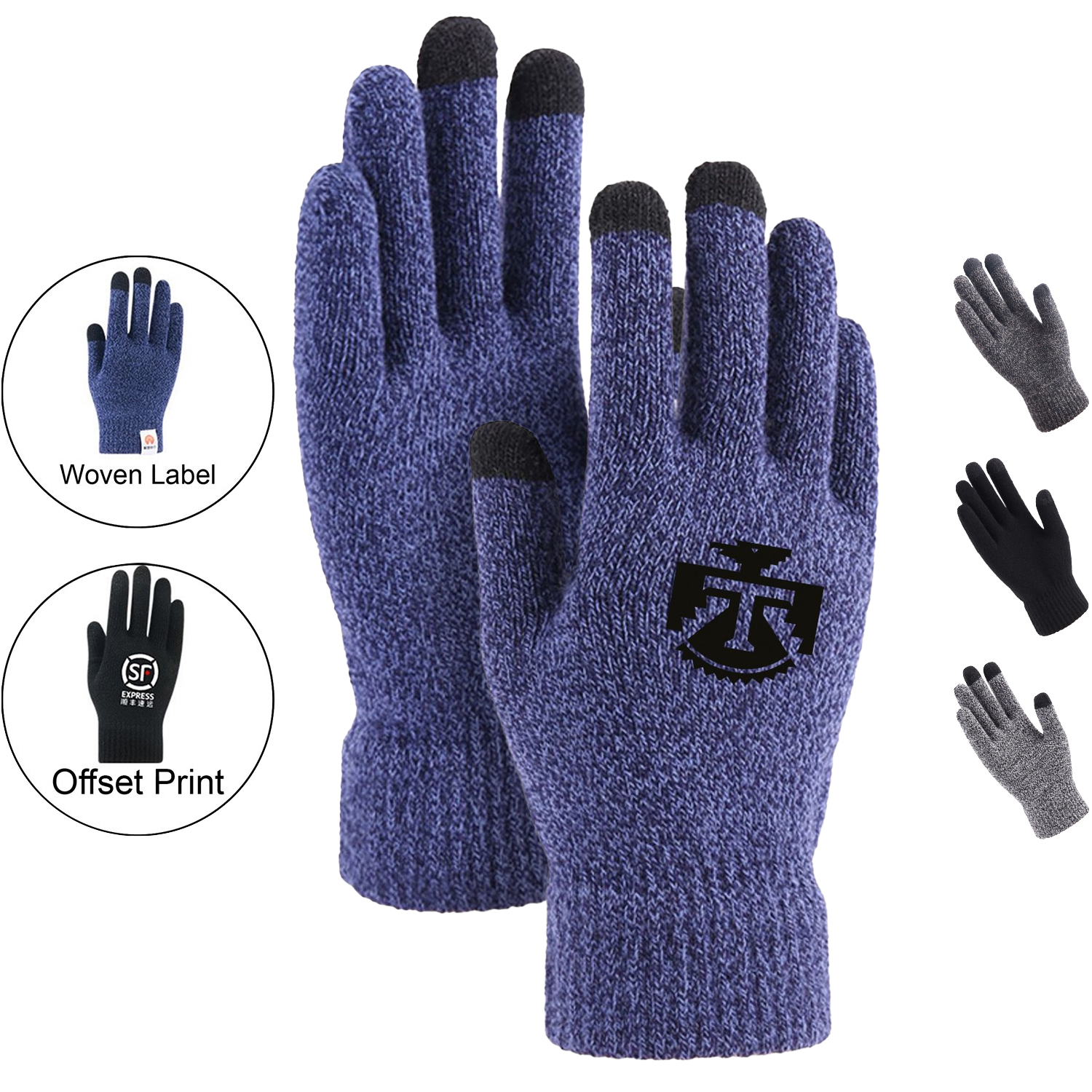 Thick Adult Warmth Gloves w/ 3 Finger Touch 6