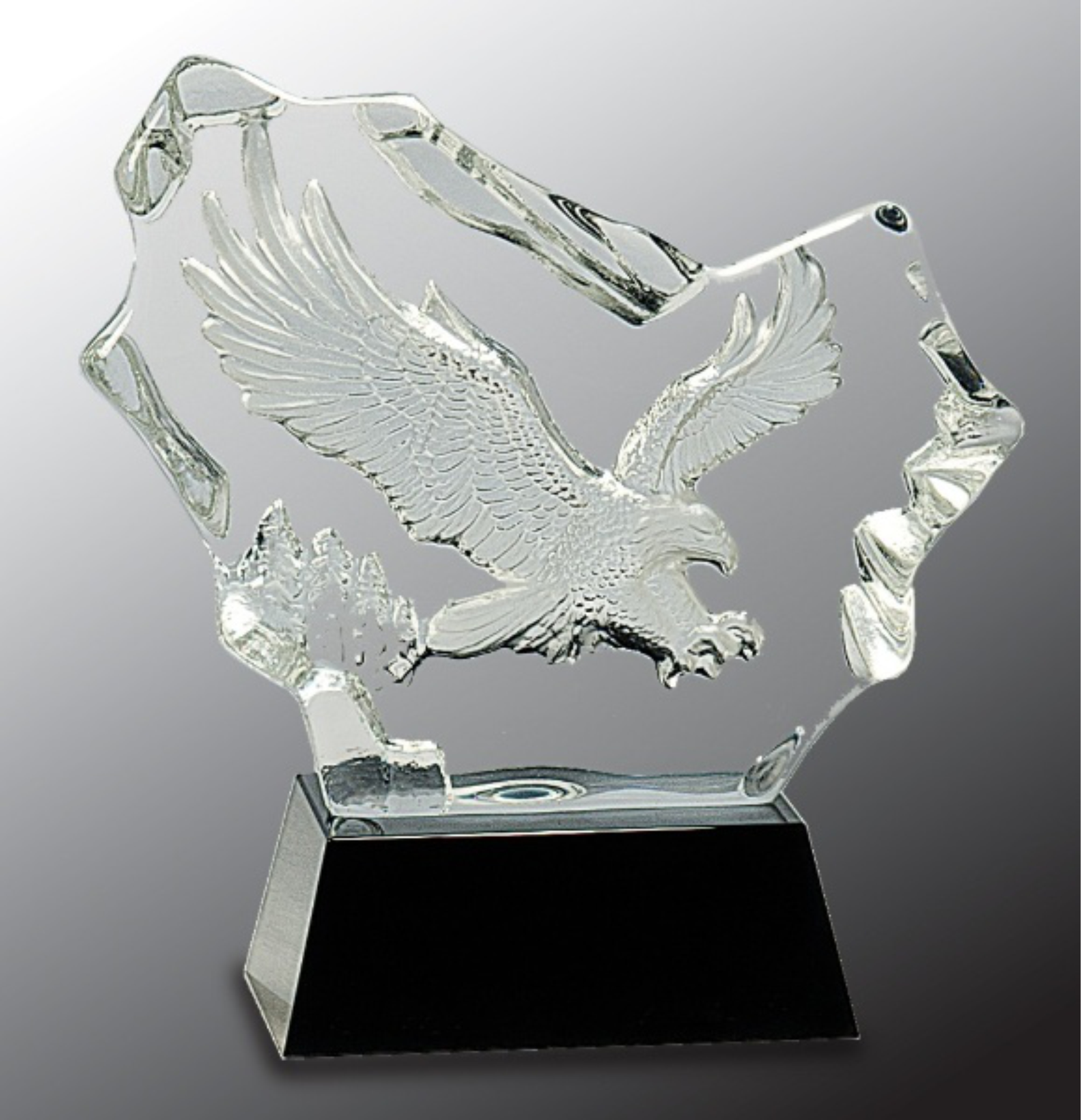 7" Crystal Carved Eagle on Black Base Crystal Award 3