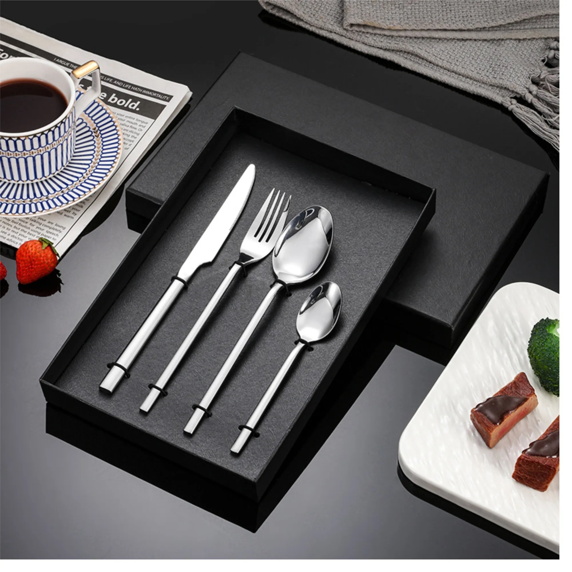 5 Piece Stainless Steel Flatware Set Knife Forks In Gift Box 2