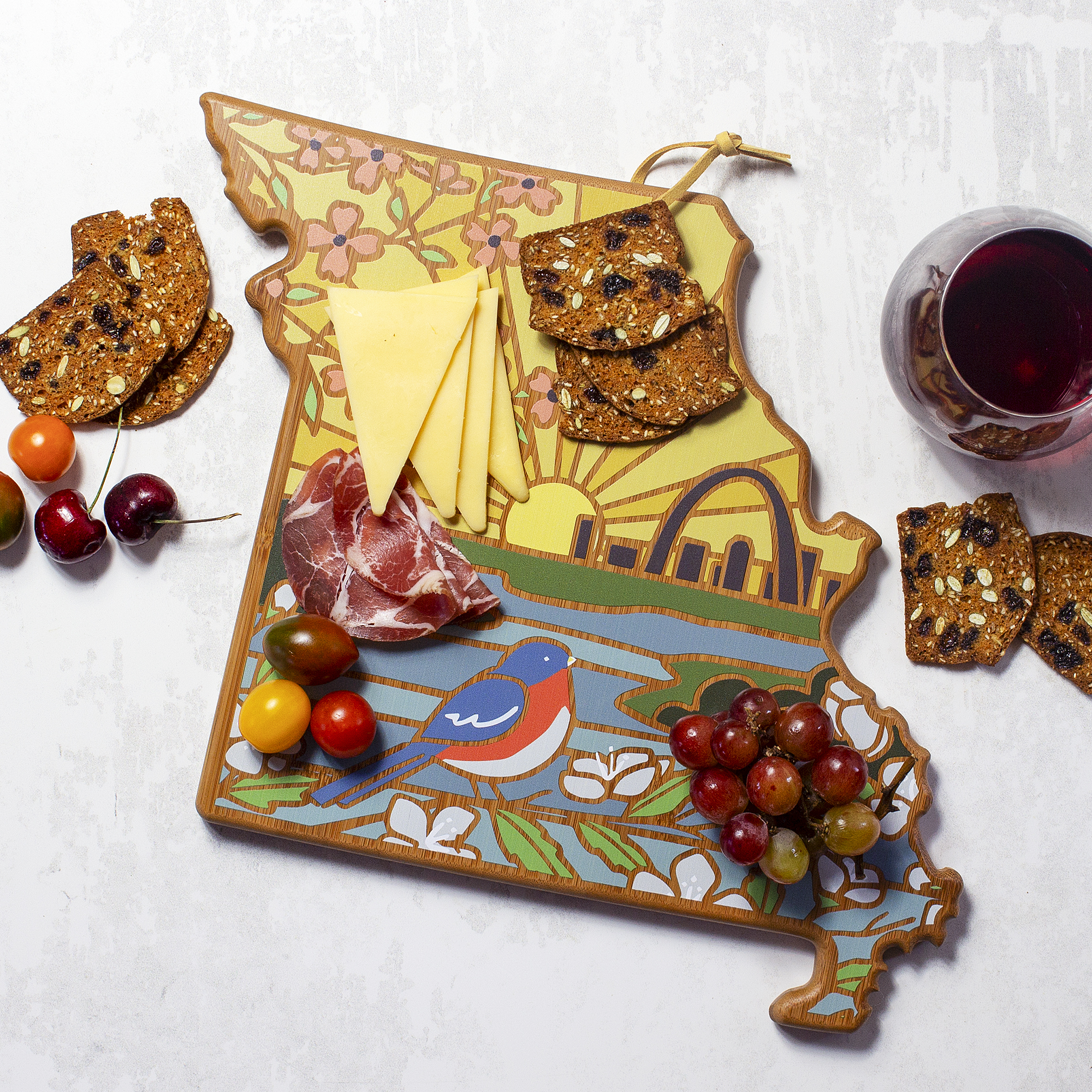 Missouri State Shaped Serving and Cutting Board with Artwork by Summer Stokes 7