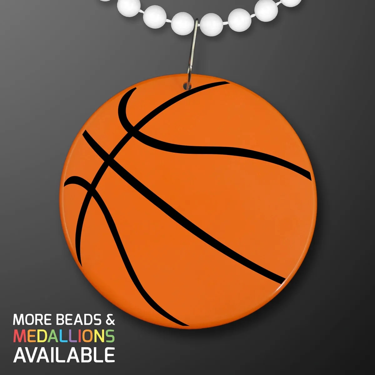 Basketball Medallion on Beads Necklace (NON-Light Up) 6