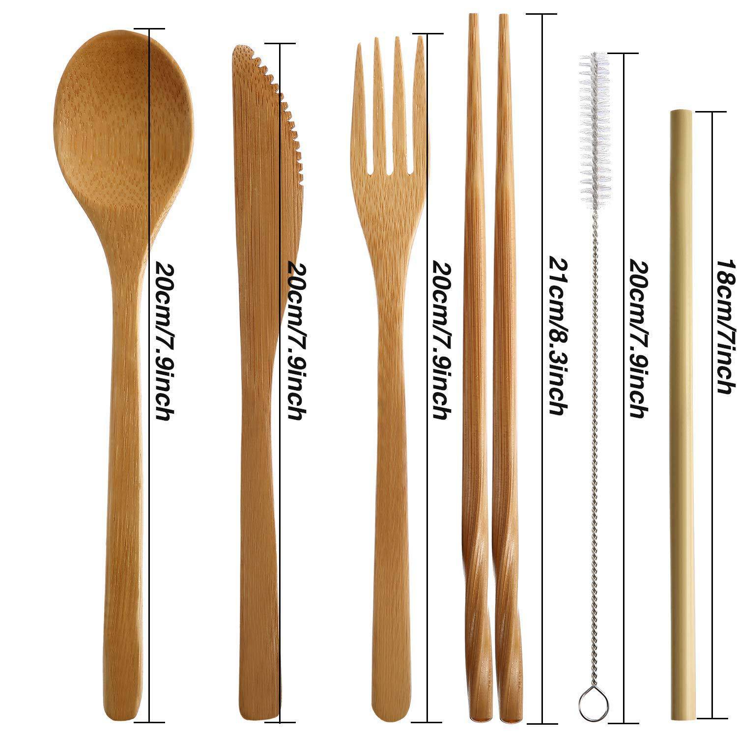 Eco Friendly Reusable Bamboo Utensils Travel Set 11