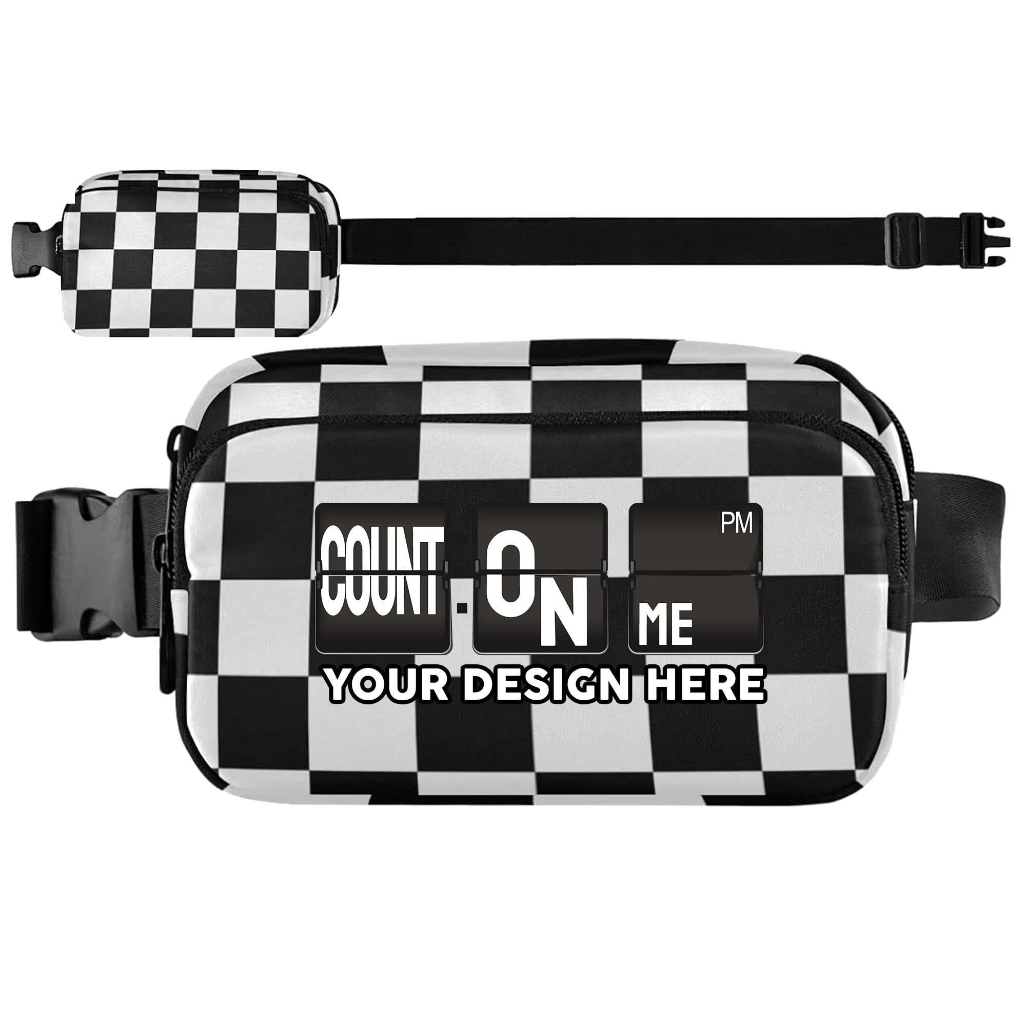 Black and White Checkered Waist Bag 1