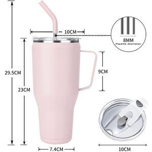40 oz Mug Insulated Tumbler with Handle and Straw 5