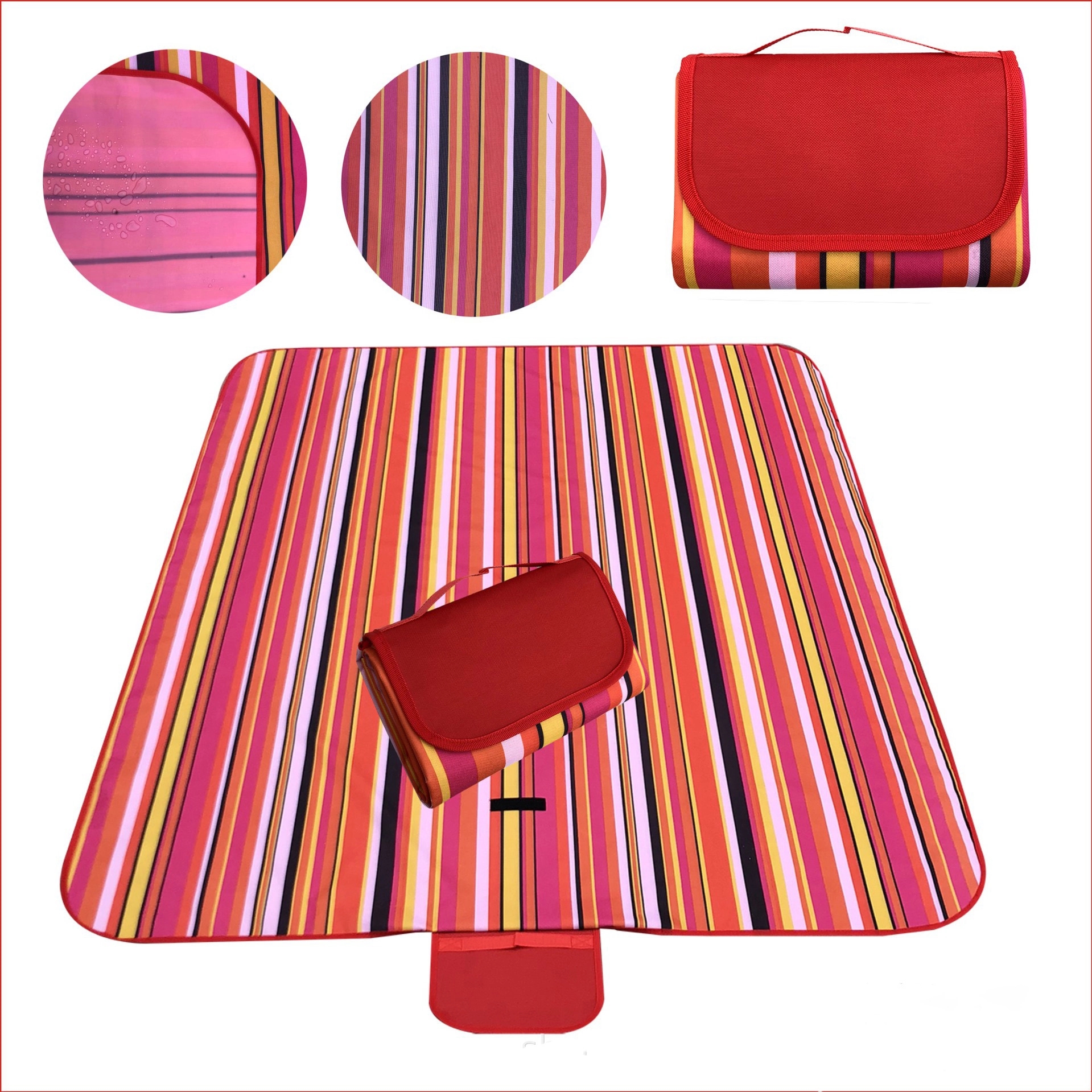 Picnic Outdoor Blanket Tote Handy Beach Mat 59"X71" 2