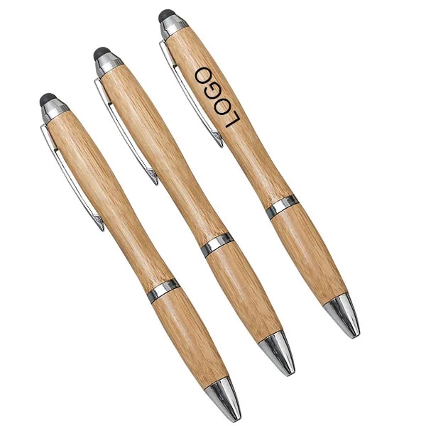 Bamboo Ballpoint Pen With Stylus 3