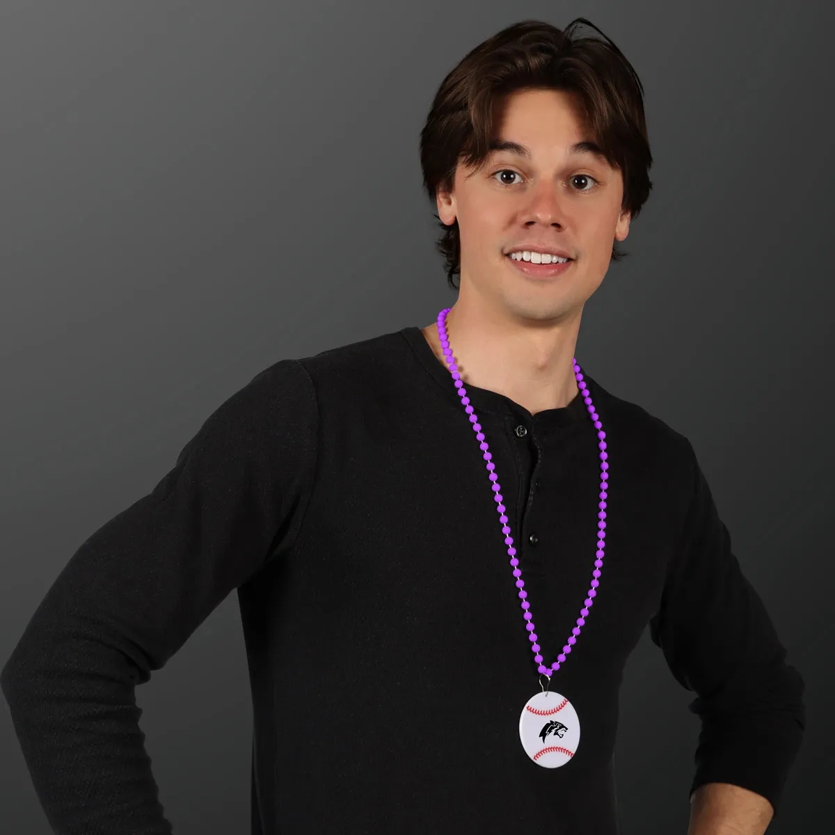 Baseball Medallion with Beaded Necklace (Non Light Up) 26