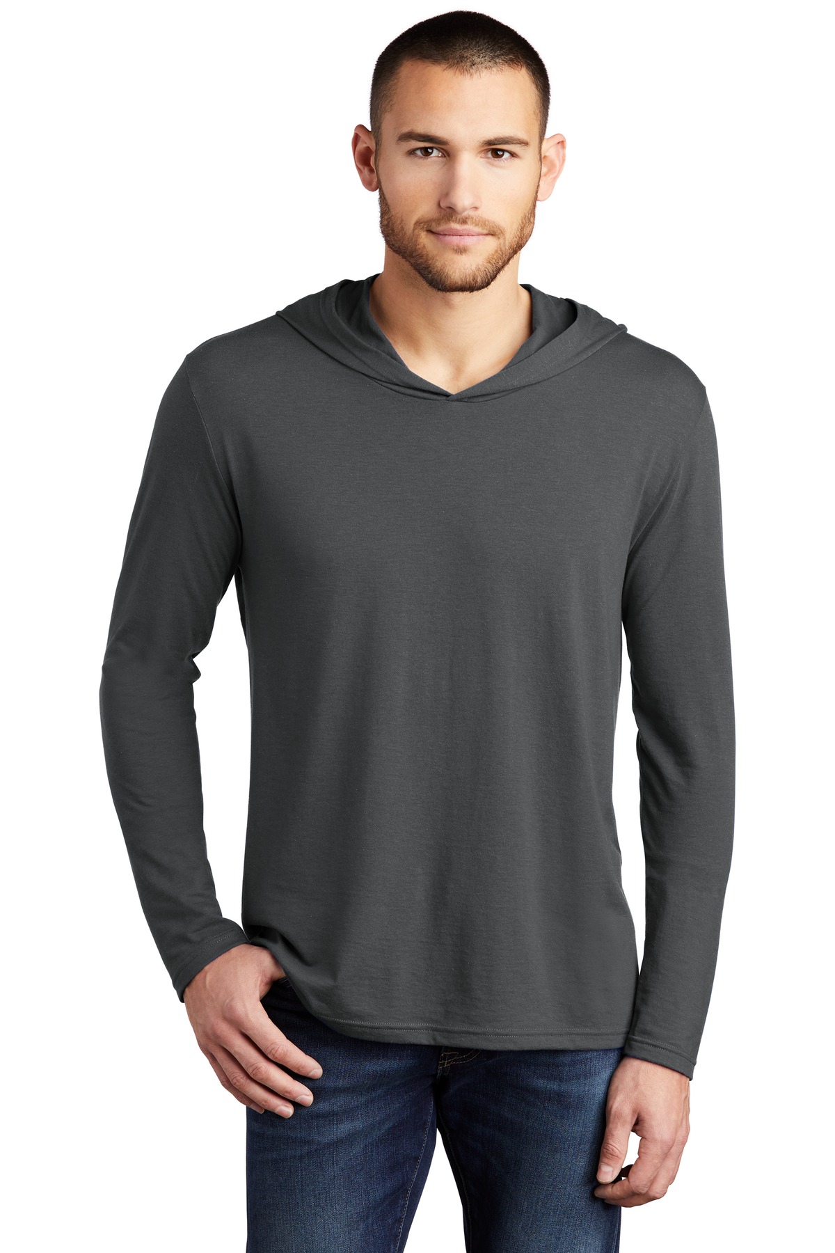District Perfect Tri Long Sleeve Hoodie. DM139, custom hoodie or sweatshirt with logo imprint 52